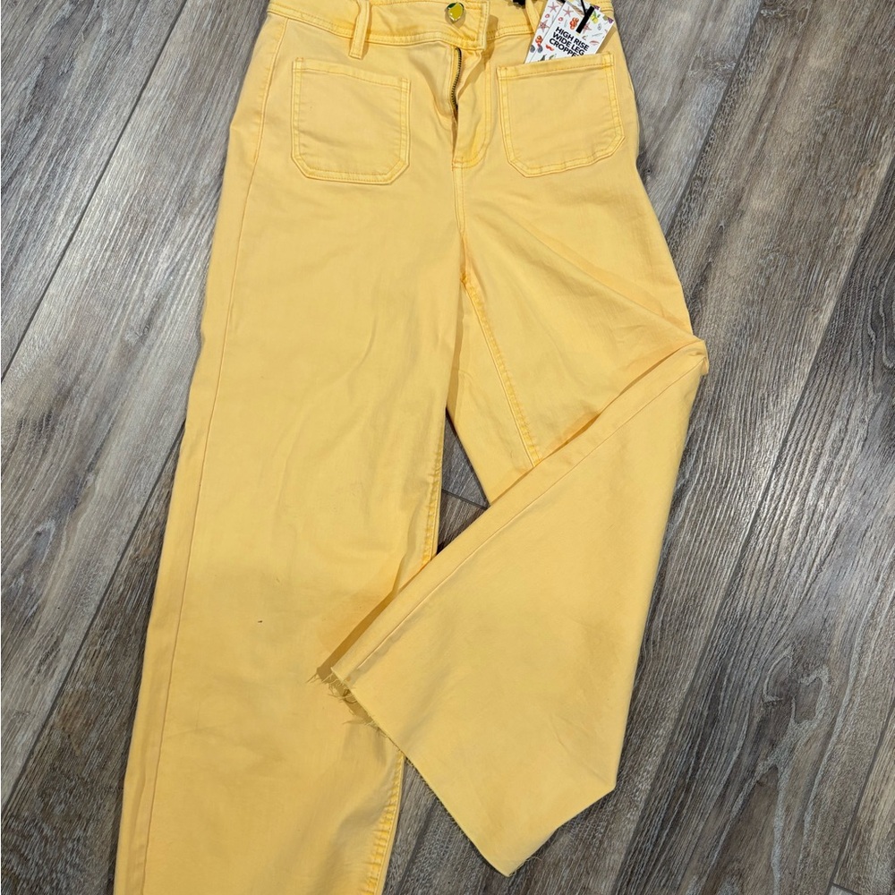 Yellow High-Rise Women's Jeans - Stylish Wide Leg